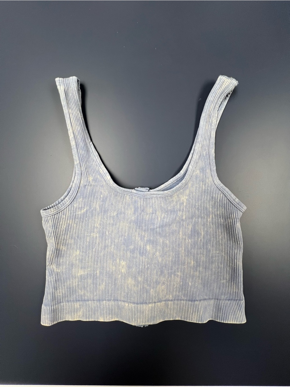 Ribbed Button-Front Crop Tank - Light Blue - Picture 2 of 4